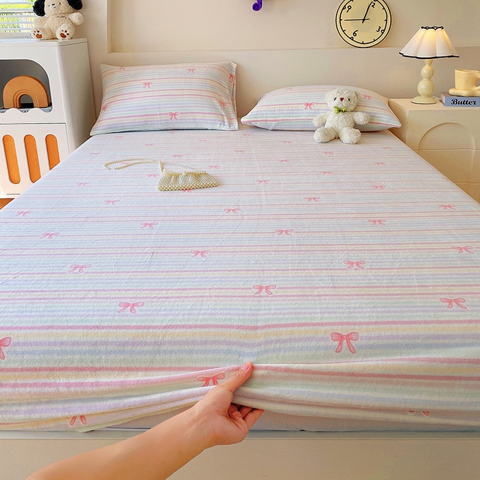 91家纺网 家纺一手货源 找家纺 艾橙家纺 2025秋冬新款高克重牛奶绒印花床笠单品床笠床笠单件 彩虹旋律