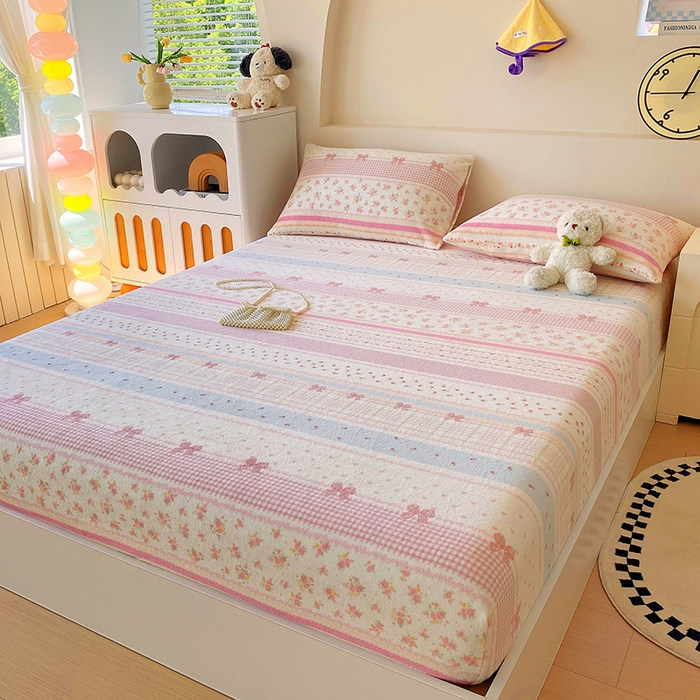 91家纺网 家纺一手货源 找家纺 艾橙家纺 2025秋冬新款高克重牛奶绒印花床笠单品床笠床笠单件 春色结语