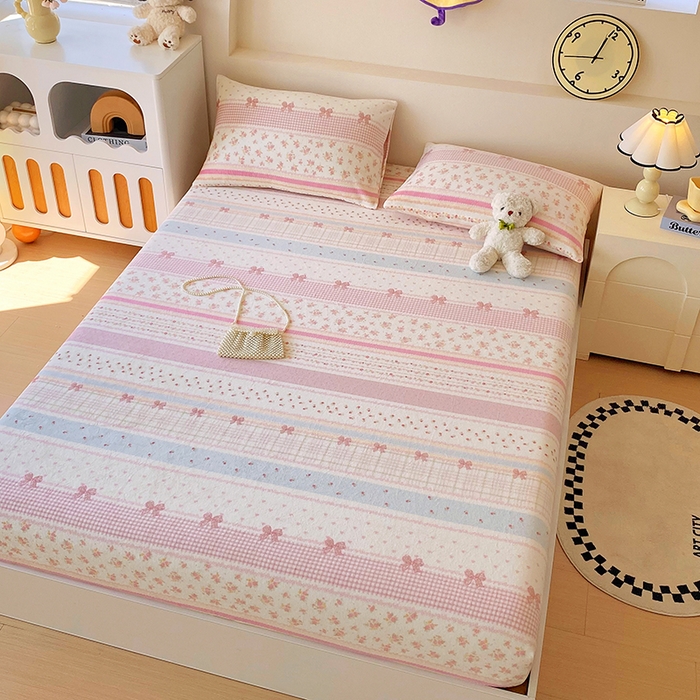 91家纺网 家纺一手货源 找家纺 艾橙家纺 2025秋冬新款高克重牛奶绒印花床笠单品床笠床笠单件 春色结语