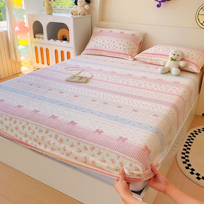 91家纺网 家纺一手货源 找家纺 艾橙家纺 2025秋冬新款高克重牛奶绒印花床笠单品床笠床笠单件 春色结语