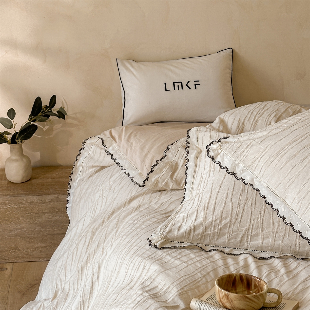 91家纺网 家纺一手货源 找家纺 蓝米卡夫 2025秋冬-棉麻色织全棉提花60支磨毛花边款（礼盒包装）提供买家秀 纳斯-本色