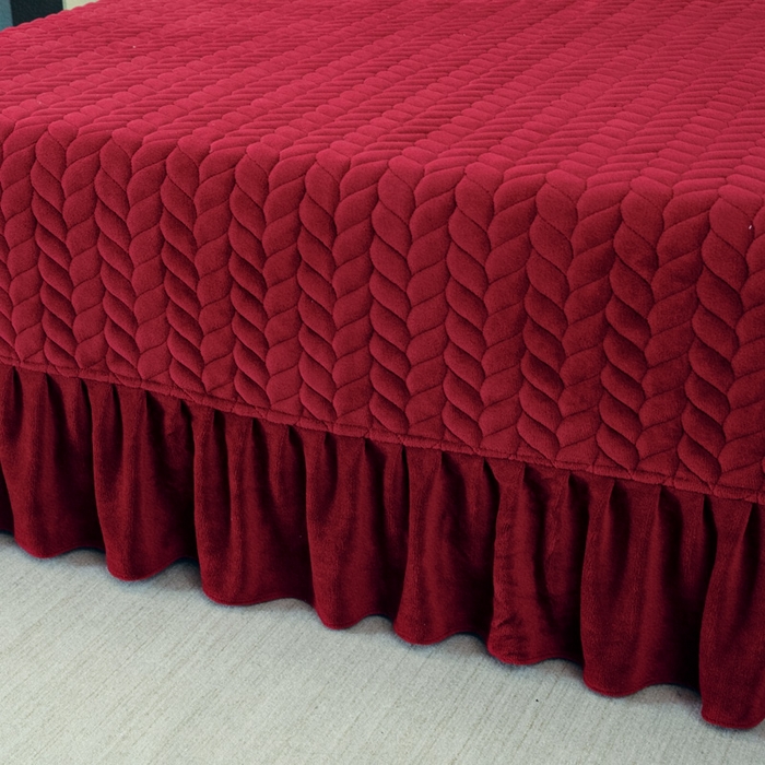 91家纺网 家纺一手货源 找家纺 畅畅家纺 2025新款冬季12斤加厚轻奢款230克全消光立体雕花牛奶绒夹棉床盖四件套 轻奢花语-红色