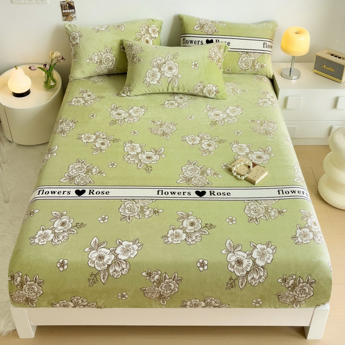 91家纺网 家纺一手货源 找家纺 艾橙家纺 2025秋冬新款高克重牛奶绒印花床笠单品床笠床笠单件 玫瑰庄园