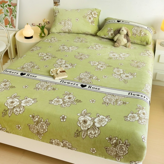 91家纺网 家纺一手货源 找家纺 艾橙家纺 2025秋冬新款高克重牛奶绒印花床笠单品床笠床笠单件 玫瑰庄园