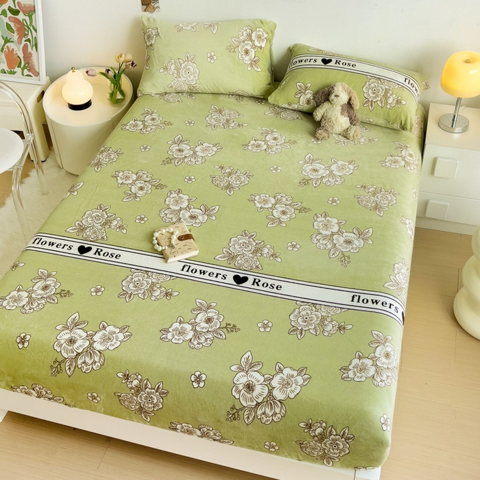 91家纺网 家纺一手货源 找家纺 艾橙家纺 2025秋冬新款高克重牛奶绒印花床笠单品床笠床笠单件 玫瑰庄园