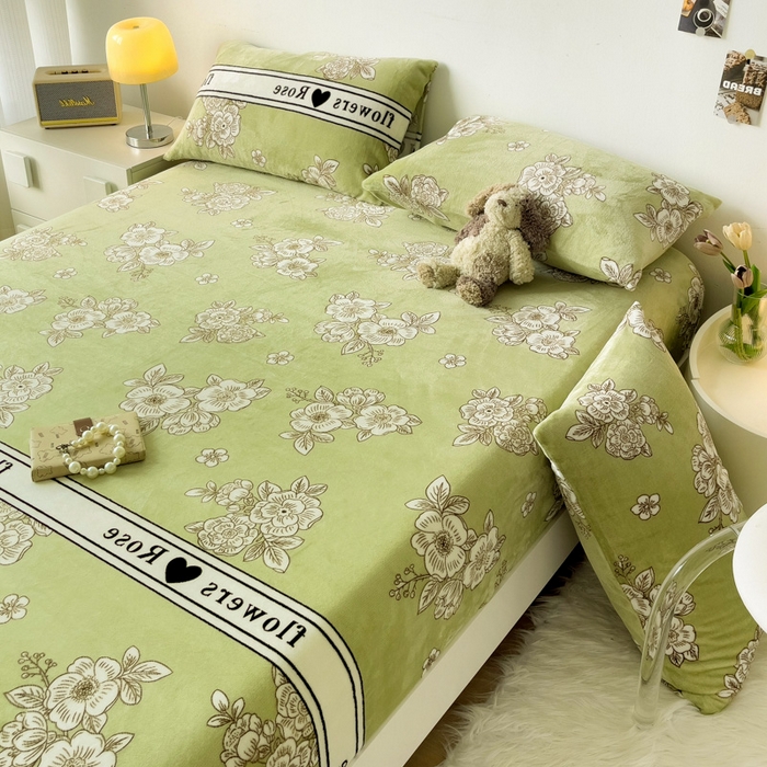 91家纺网 家纺一手货源 找家纺 艾橙家纺 2025秋冬新款高克重牛奶绒印花床笠单品床笠床笠单件 玫瑰庄园