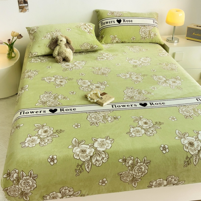 91家纺网 家纺一手货源 找家纺 艾橙家纺 2025秋冬新款高克重牛奶绒印花床笠单品床笠床笠单件 玫瑰庄园