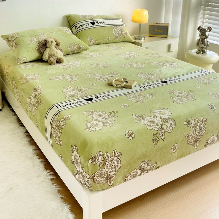 91家纺网 家纺一手货源 找家纺 艾橙家纺 2025秋冬新款高克重牛奶绒印花床笠单品床笠床笠单件 玫瑰庄园