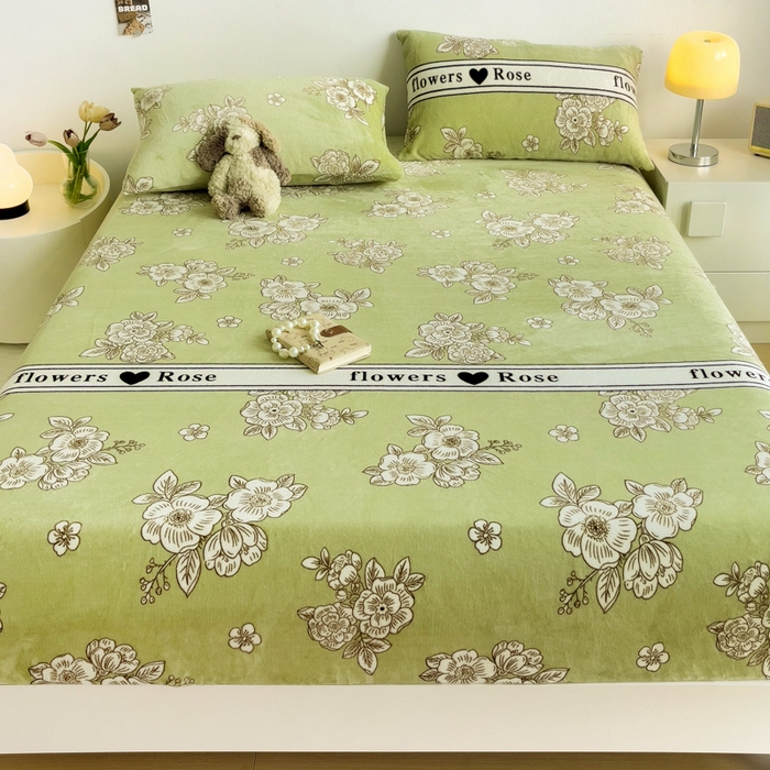 91家纺网 家纺一手货源 找家纺 艾橙家纺 2025秋冬新款高克重牛奶绒印花床笠单品床笠床笠单件 玫瑰庄园