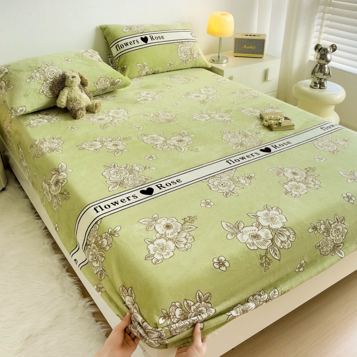 91家纺网 家纺一手货源 找家纺 艾橙家纺 2025秋冬新款高克重牛奶绒印花床笠单品床笠床笠单件 玫瑰庄园