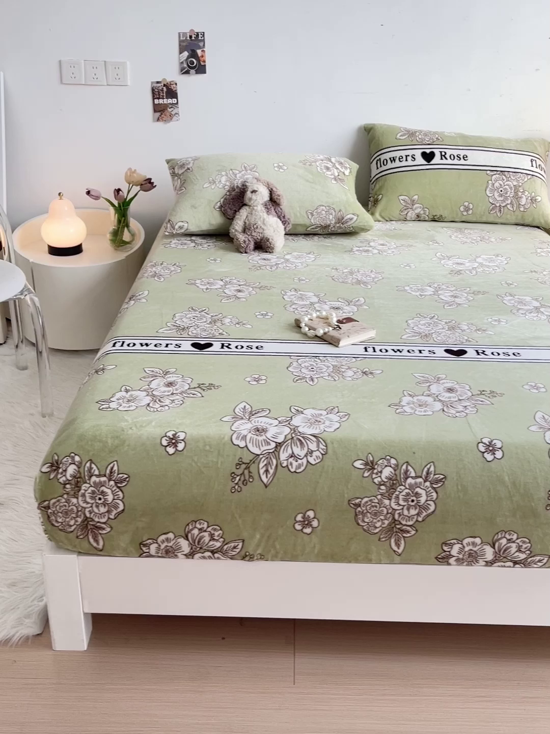 91家纺网 家纺一手货源 找家纺 艾橙家纺 2025秋冬新款高克重牛奶绒印花床笠单品床笠床笠单件 玫瑰庄园