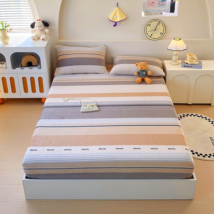 91家纺网 家纺一手货源 找家纺 艾橙家纺 2025秋冬新款高克重牛奶绒印花床笠单品床笠床笠单件 米兰风尚-咖