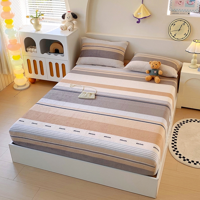 91家纺网 家纺一手货源 找家纺 艾橙家纺 2025秋冬新款高克重牛奶绒印花床笠单品床笠床笠单件 米兰风尚-咖