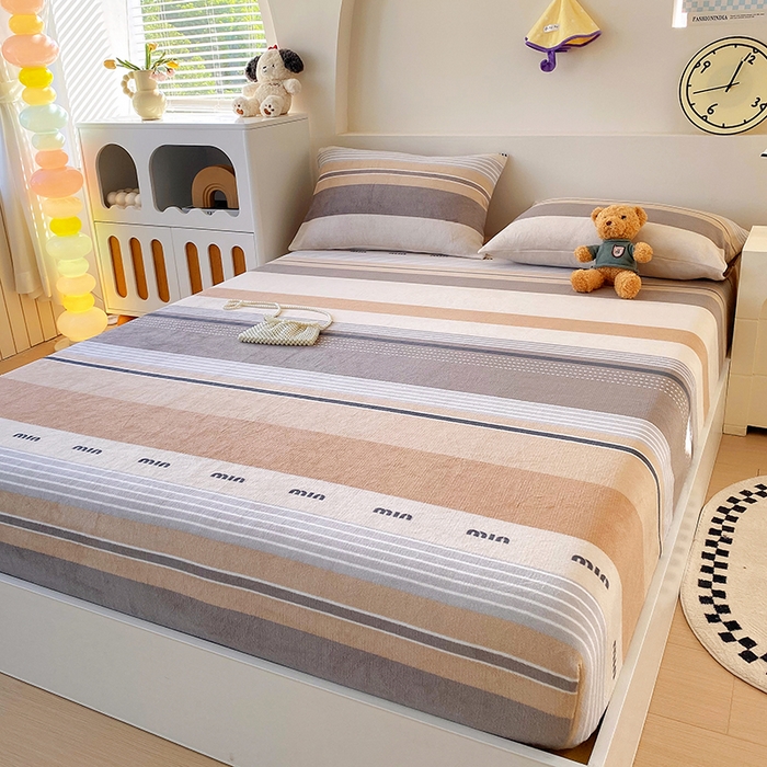 91家纺网 家纺一手货源 找家纺 艾橙家纺 2025秋冬新款高克重牛奶绒印花床笠单品床笠床笠单件 米兰风尚-咖