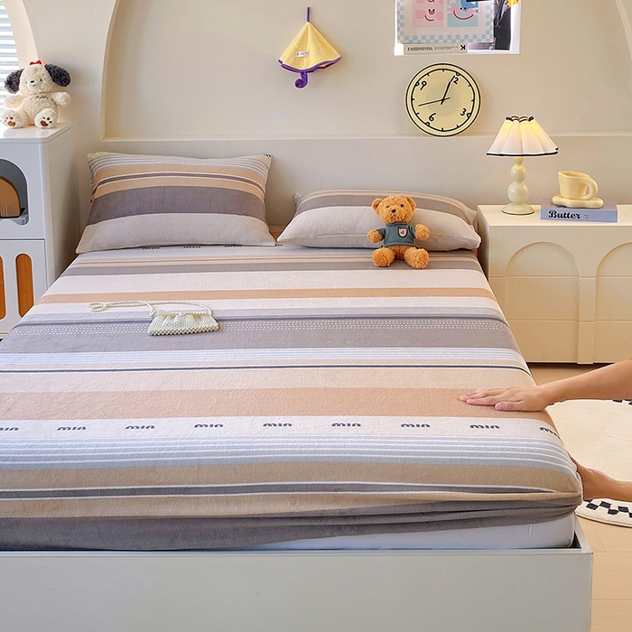 91家纺网 家纺一手货源 找家纺 艾橙家纺 2025秋冬新款高克重牛奶绒印花床笠单品床笠床笠单件 米兰风尚-咖