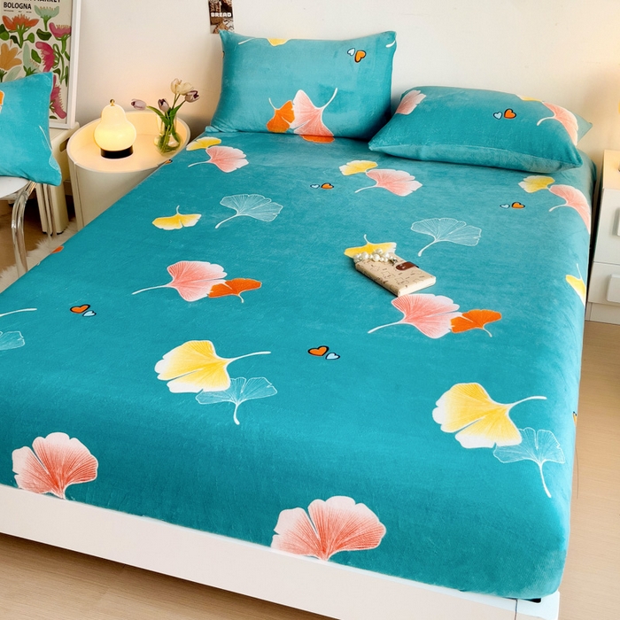 91家纺网 家纺一手货源 找家纺 艾橙家纺 2025秋冬新款高克重牛奶绒印花床笠单品床笠床笠单件 晚秋