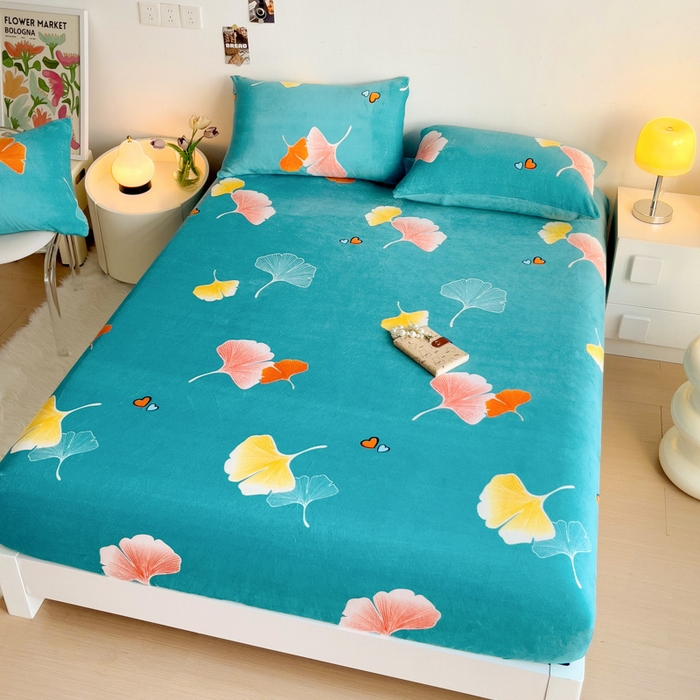 91家纺网 家纺一手货源 找家纺 艾橙家纺 2025秋冬新款高克重牛奶绒印花床笠单品床笠床笠单件 晚秋