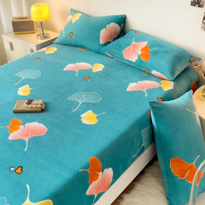 91家纺网 家纺一手货源 找家纺 艾橙家纺 2025秋冬新款高克重牛奶绒印花床笠单品床笠床笠单件 晚秋