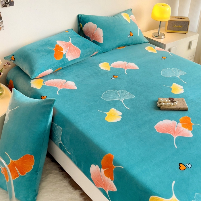 91家纺网 家纺一手货源 找家纺 艾橙家纺 2025秋冬新款高克重牛奶绒印花床笠单品床笠床笠单件 晚秋