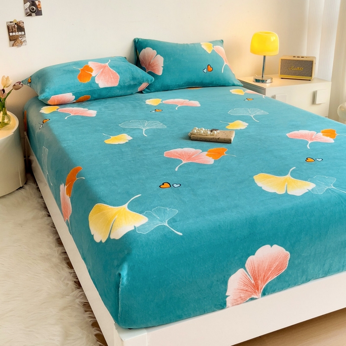 91家纺网 家纺一手货源 找家纺 艾橙家纺 2025秋冬新款高克重牛奶绒印花床笠单品床笠床笠单件 晚秋