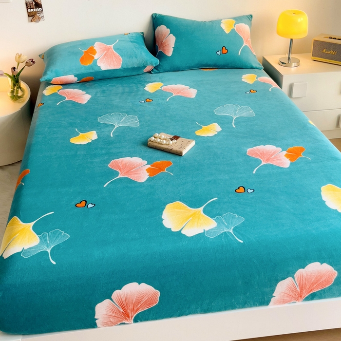 91家纺网 家纺一手货源 找家纺 艾橙家纺 2025秋冬新款高克重牛奶绒印花床笠单品床笠床笠单件 晚秋