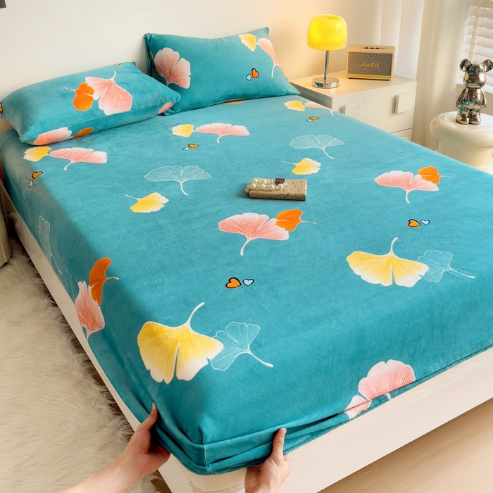 91家纺网 家纺一手货源 找家纺 艾橙家纺 2025秋冬新款高克重牛奶绒印花床笠单品床笠床笠单件 晚秋