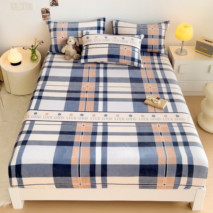 91家纺网 家纺一手货源 找家纺 艾橙家纺 2025秋冬新款高克重牛奶绒印花床笠单品床笠床笠单件 五色格