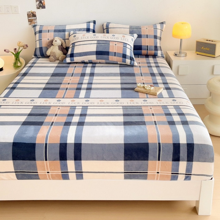 91家纺网 家纺一手货源 找家纺 艾橙家纺 2025秋冬新款高克重牛奶绒印花床笠单品床笠床笠单件 五色格