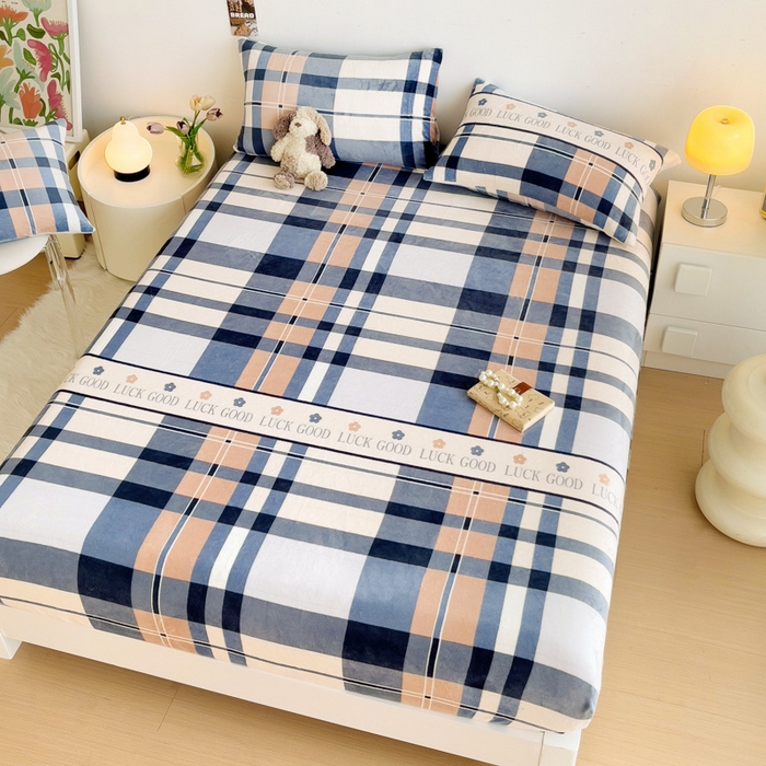 91家纺网 家纺一手货源 找家纺 艾橙家纺 2025秋冬新款高克重牛奶绒印花床笠单品床笠床笠单件 五色格