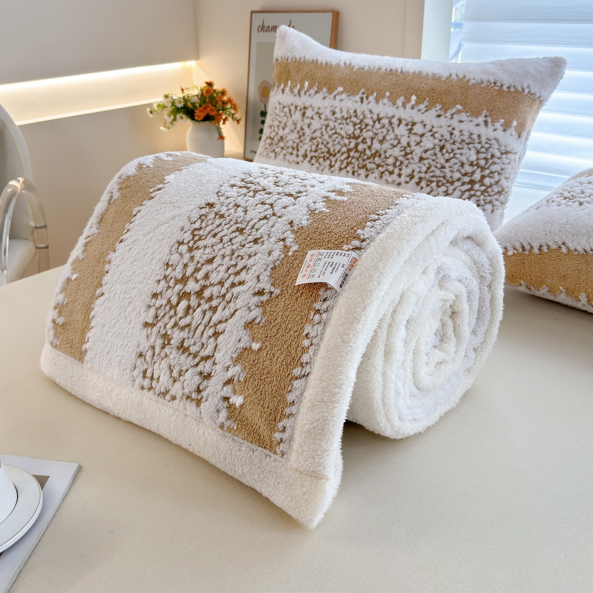 91家纺网 家纺一手货源 找家纺 畅畅家纺 2025新款加厚羊羔绒阳离子双层盖毯舒棉绒毛毯春秋冬夏盖毯 拉斐尔-茶棕