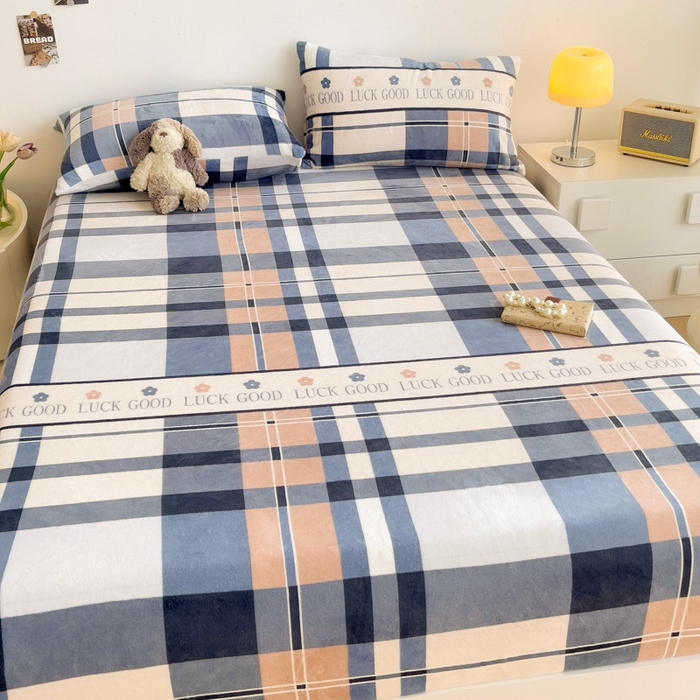 91家纺网 家纺一手货源 找家纺 艾橙家纺 2025秋冬新款高克重牛奶绒印花床笠单品床笠床笠单件 五色格