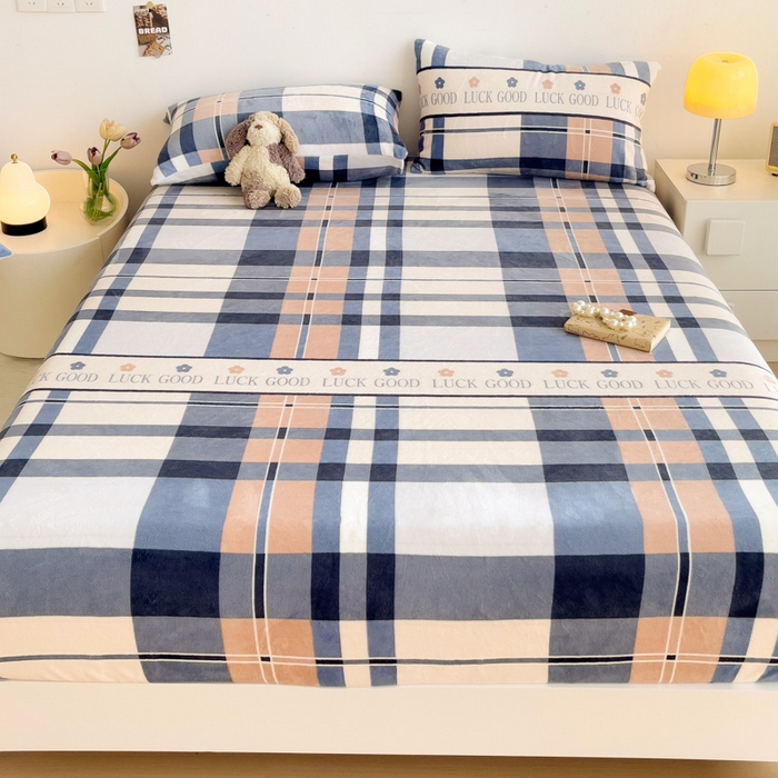 91家纺网 家纺一手货源 找家纺 艾橙家纺 2025秋冬新款高克重牛奶绒印花床笠单品床笠床笠单件 五色格