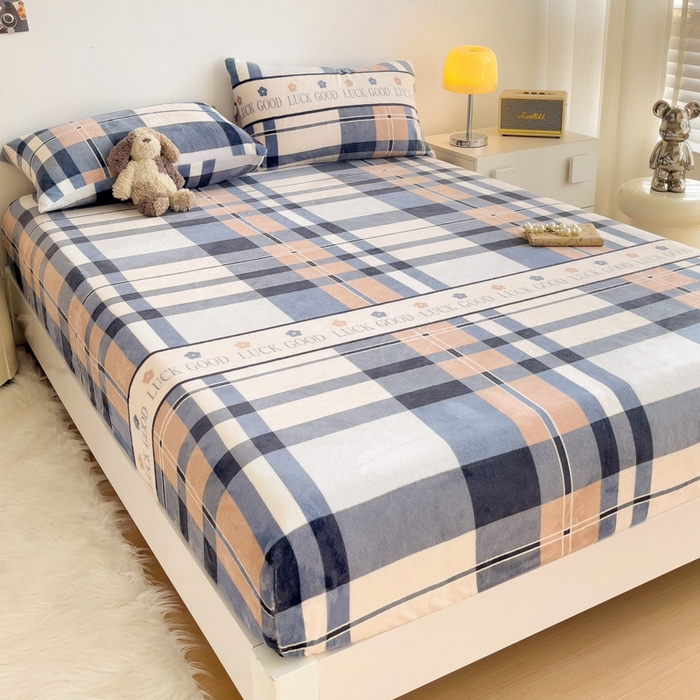 91家纺网 家纺一手货源 找家纺 艾橙家纺 2025秋冬新款高克重牛奶绒印花床笠单品床笠床笠单件 五色格