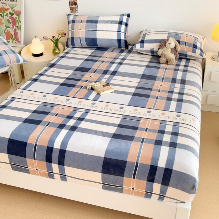 91家纺网 家纺一手货源 找家纺 艾橙家纺 2025秋冬新款高克重牛奶绒印花床笠单品床笠床笠单件 五色格