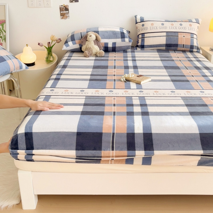 91家纺网 家纺一手货源 找家纺 艾橙家纺 2025秋冬新款高克重牛奶绒印花床笠单品床笠床笠单件 五色格