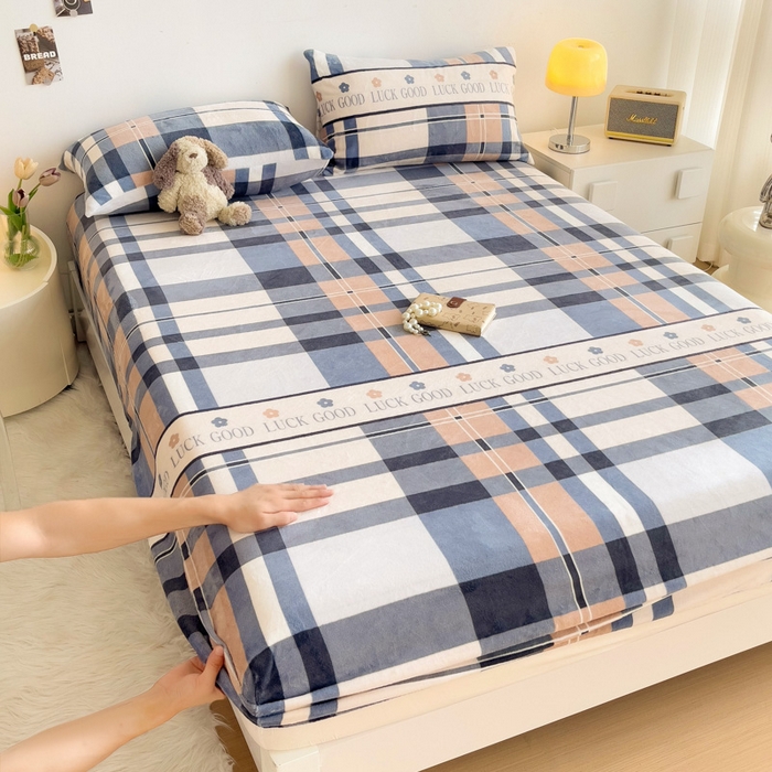 91家纺网 家纺一手货源 找家纺 艾橙家纺 2025秋冬新款高克重牛奶绒印花床笠单品床笠床笠单件 五色格