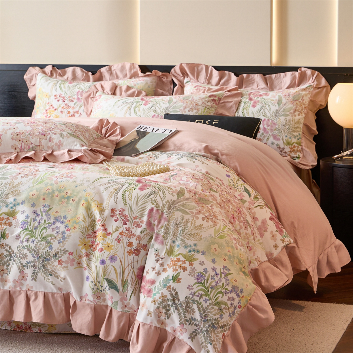 91家纺网 家纺一手货源 找家纺 （总）蓝米卡夫 2025秋冬-全棉60支磨毛数码印花-花边款（礼盒包装）提供买家秀