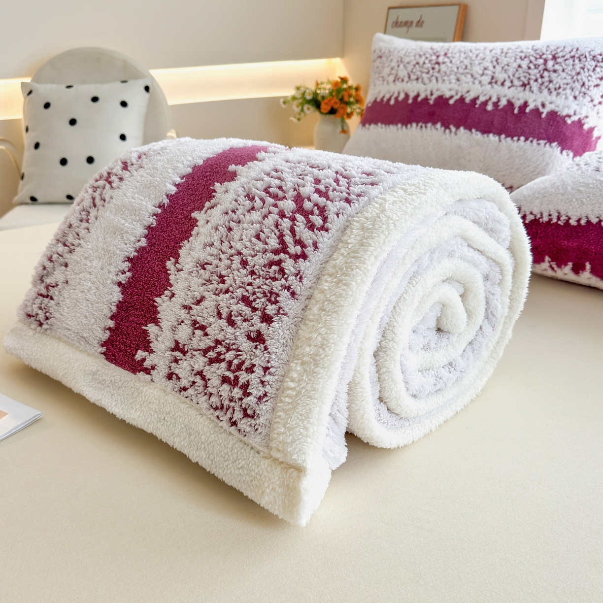 91家纺网 家纺一手货源 找家纺 畅畅家纺 2025新款加厚羊羔绒阳离子双层盖毯舒棉绒毛毯春秋冬夏盖毯 拉斐尔-玫红