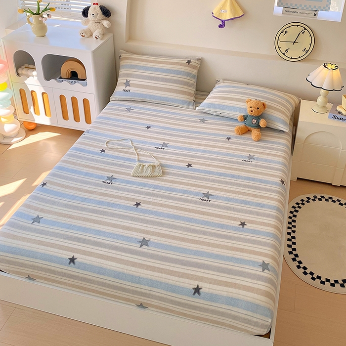 91家纺网 家纺一手货源 找家纺 艾橙家纺 2025秋冬新款高克重牛奶绒印花床笠单品床笠床笠单件 心动旋律