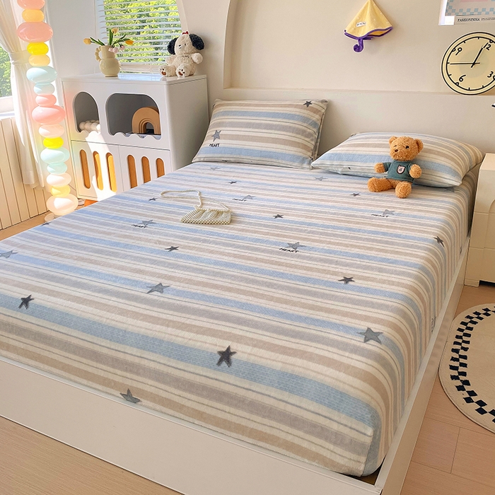 91家纺网 家纺一手货源 找家纺 艾橙家纺 2025秋冬新款高克重牛奶绒印花床笠单品床笠床笠单件 心动旋律