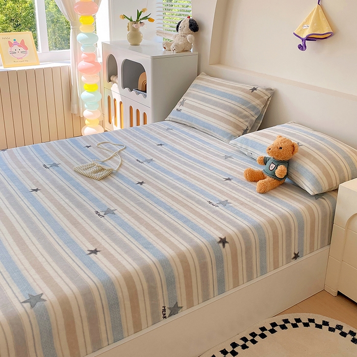 91家纺网 家纺一手货源 找家纺 艾橙家纺 2025秋冬新款高克重牛奶绒印花床笠单品床笠床笠单件 心动旋律