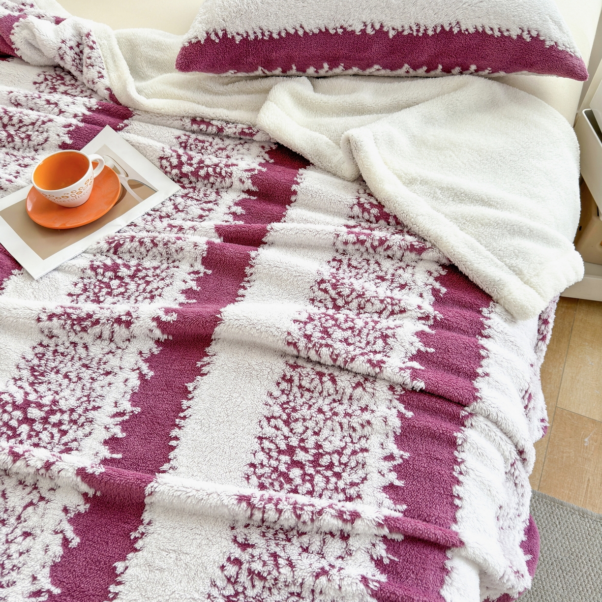 91家纺网 家纺一手货源 找家纺 畅畅家纺 2025新款加厚羊羔绒阳离子双层盖毯舒棉绒毛毯春秋冬夏盖毯 拉斐尔-玫红