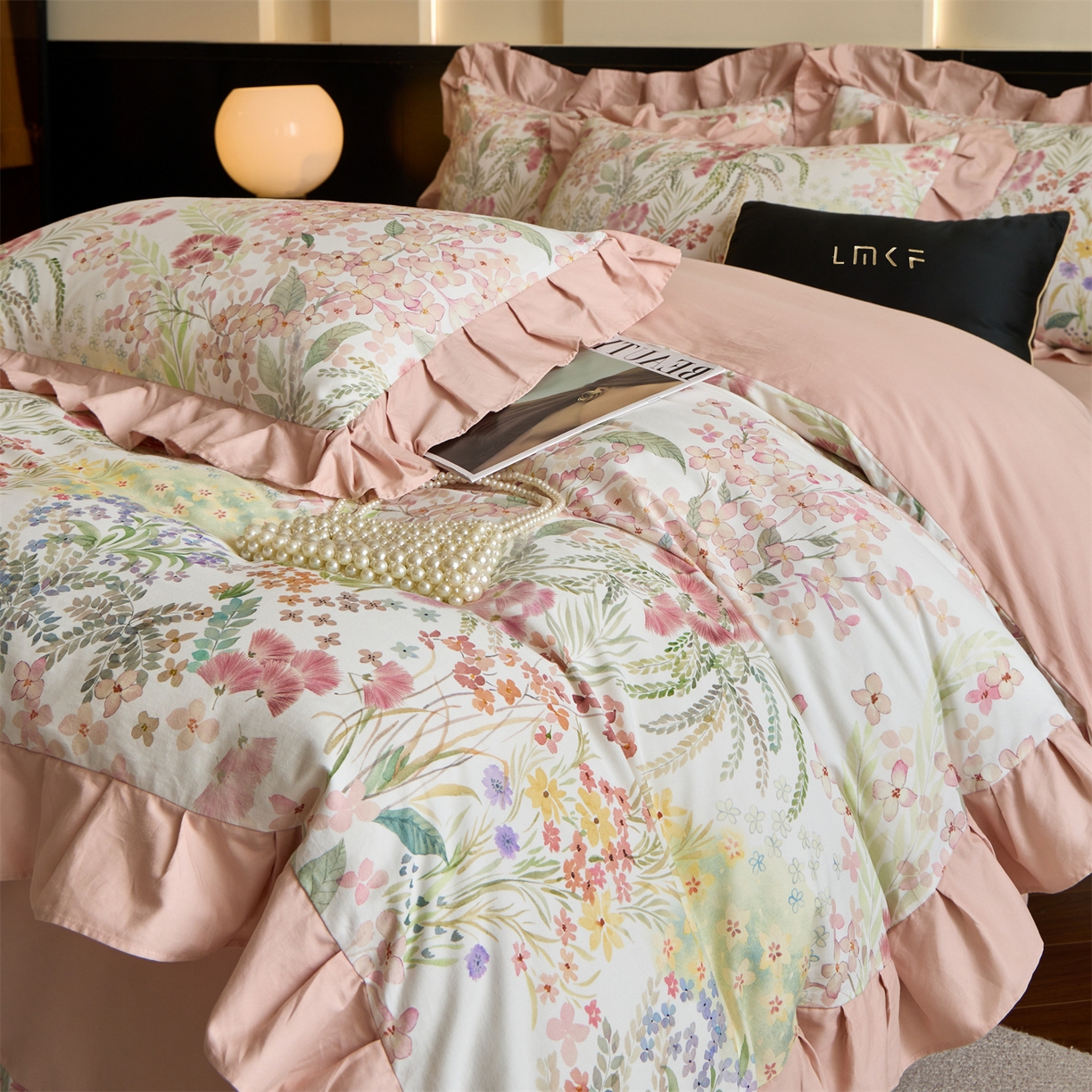 91家纺网 家纺一手货源 找家纺 （总）蓝米卡夫 2025秋冬-全棉60支磨毛数码印花-花边款（礼盒包装）提供买家秀