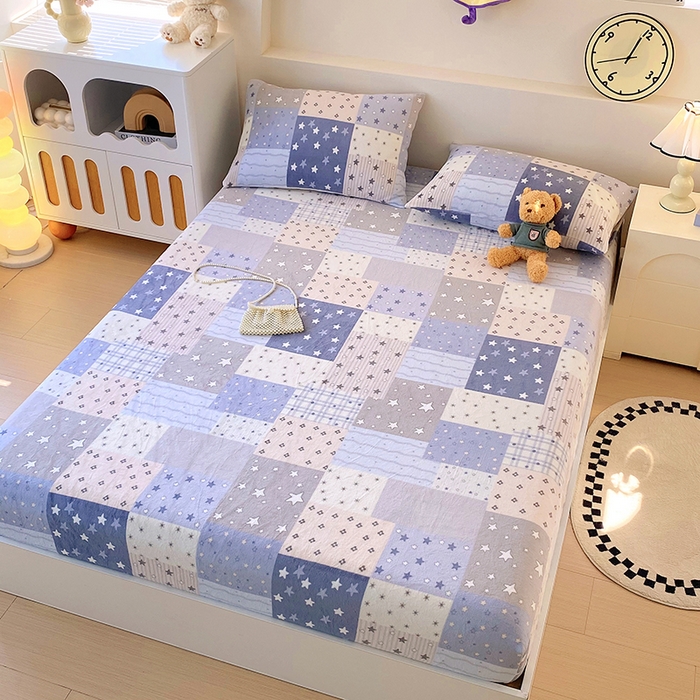 91家纺网 家纺一手货源 找家纺 艾橙家纺 2025秋冬新款高克重牛奶绒印花床笠单品床笠床笠单件 星河