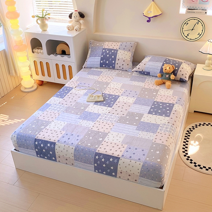 91家纺网 家纺一手货源 找家纺 艾橙家纺 2025秋冬新款高克重牛奶绒印花床笠单品床笠床笠单件 星河