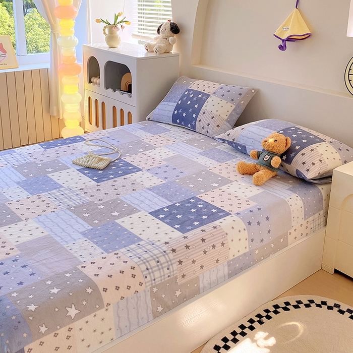 91家纺网 家纺一手货源 找家纺 艾橙家纺 2025秋冬新款高克重牛奶绒印花床笠单品床笠床笠单件 星河