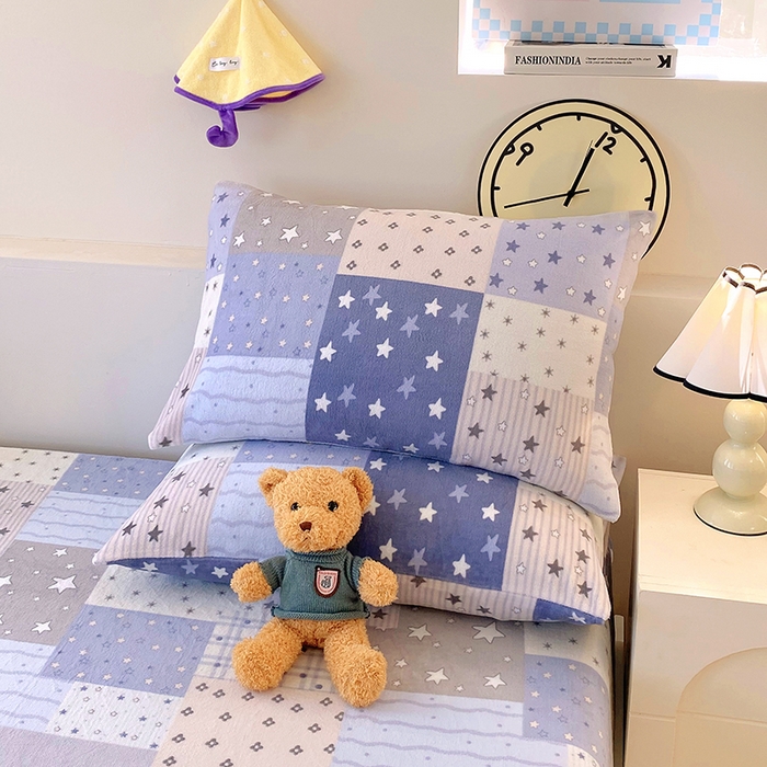 91家纺网 家纺一手货源 找家纺 艾橙家纺 2025秋冬新款高克重牛奶绒印花床笠单品床笠床笠单件 星河