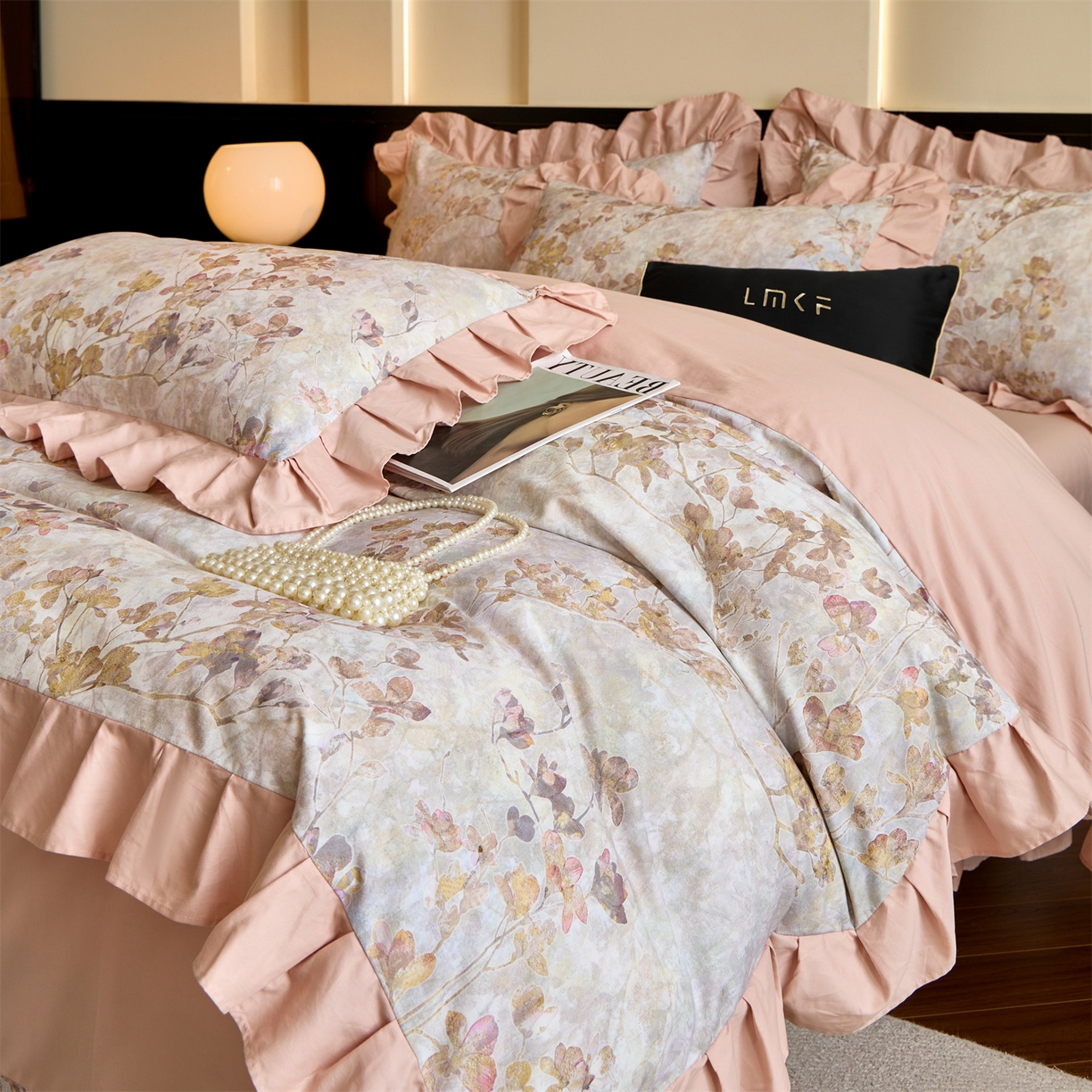 91家纺网 家纺一手货源 找家纺 （总）蓝米卡夫 2025秋冬-全棉60支磨毛数码印花-花边款（礼盒包装）提供买家秀