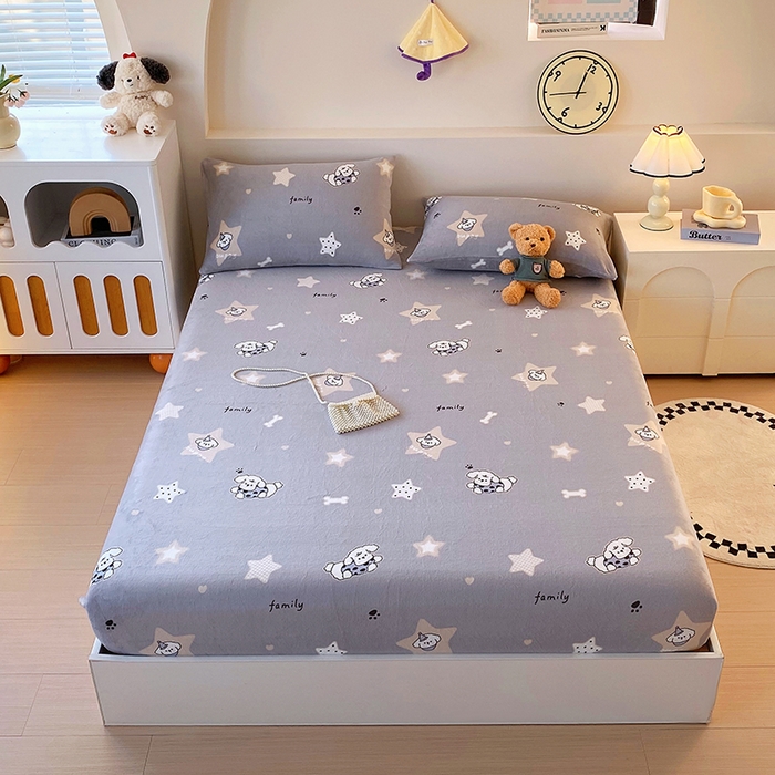 91家纺网 家纺一手货源 找家纺 艾橙家纺 2025秋冬新款高克重牛奶绒印花床笠单品床笠床笠单件 星际宝贝