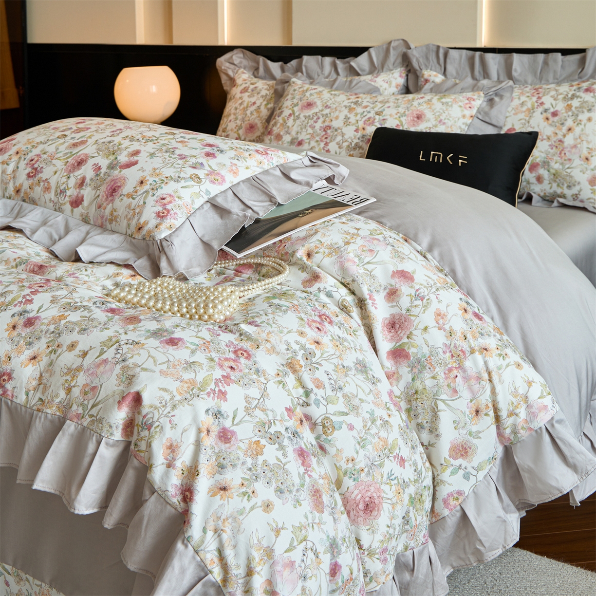 91家纺网 家纺一手货源 找家纺 （总）蓝米卡夫 2025秋冬-全棉60支磨毛数码印花-花边款（礼盒包装）提供买家秀